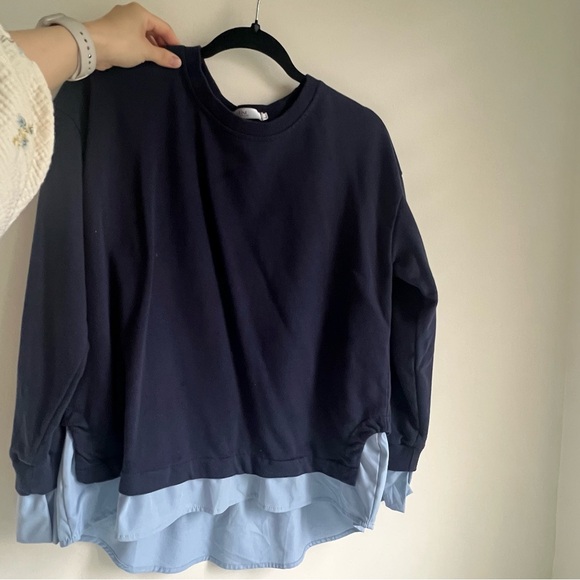 Sweater with shirt sleeves and hem - Picture 3 of 5